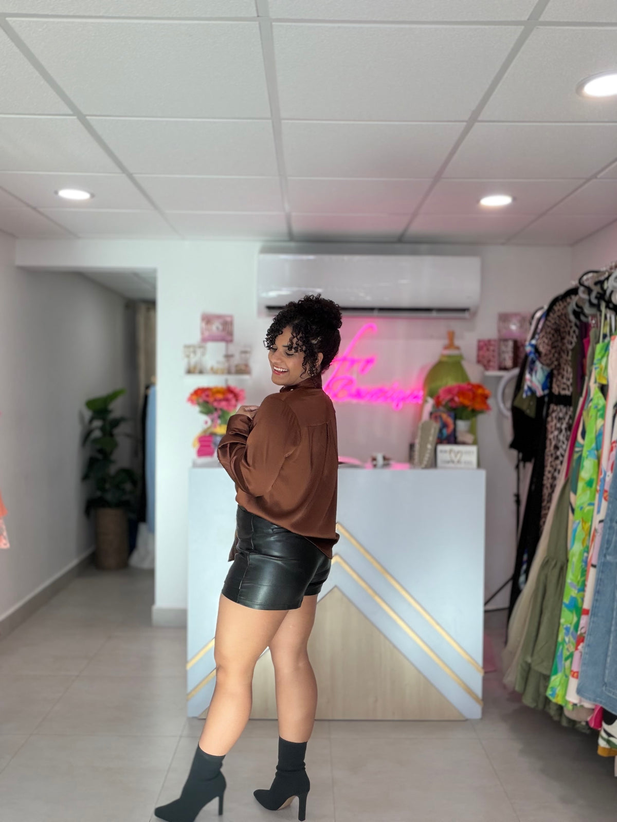 Black Leather Short Skirt