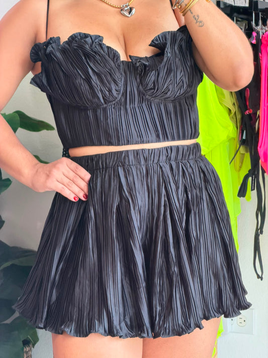 Black rose satin Set
