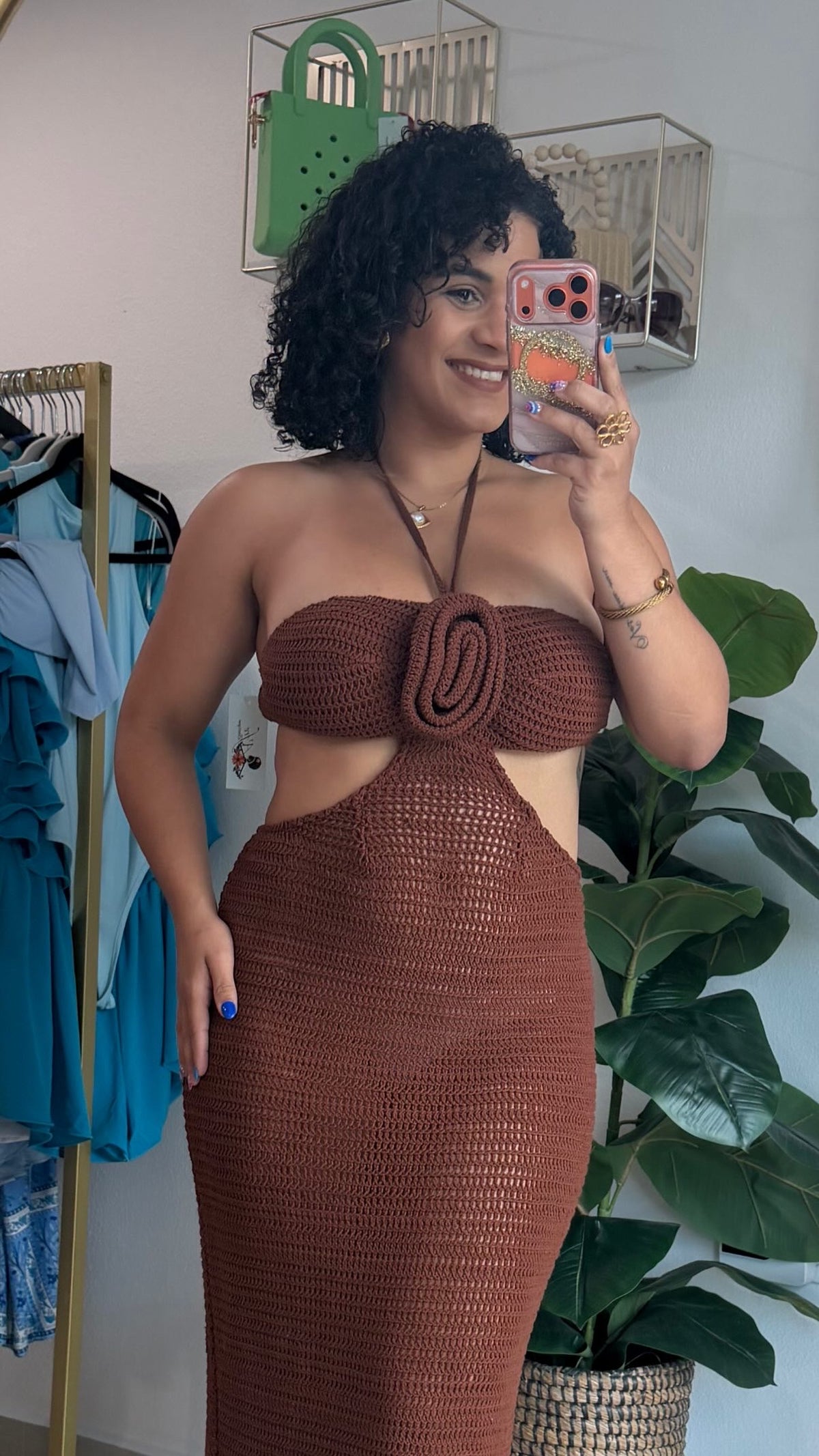 Brown Crochet Dress