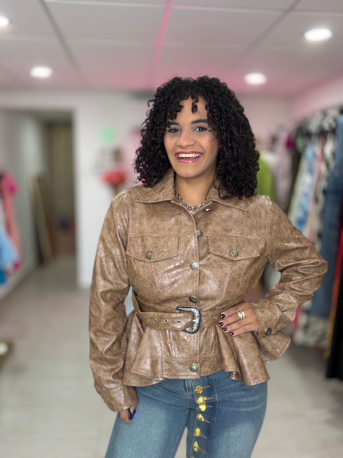 Animal Print leather Jacket