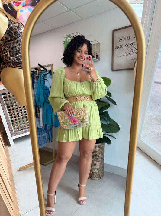 Green Long Sleve Romper
