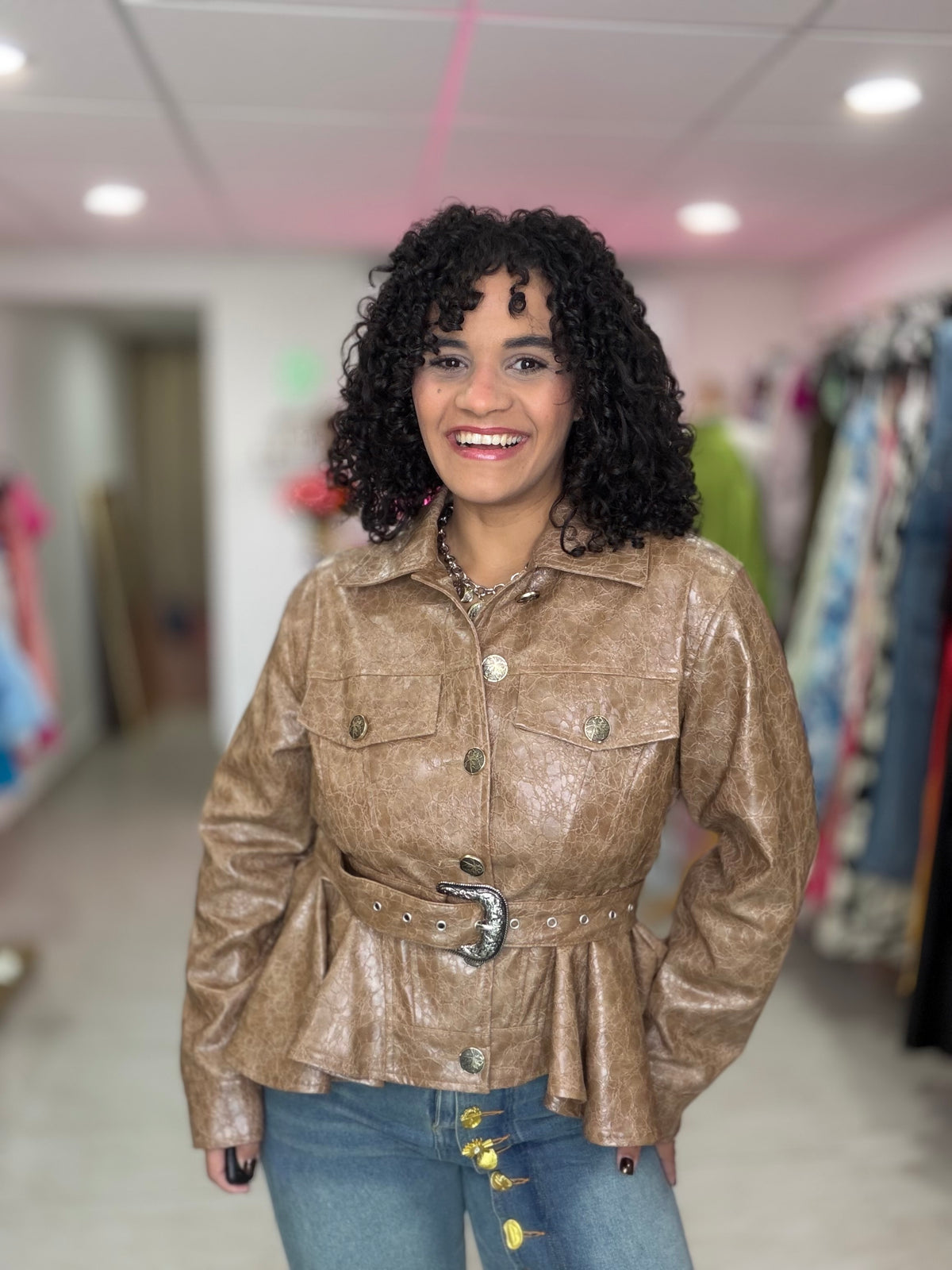 Animal Print leather Jacket