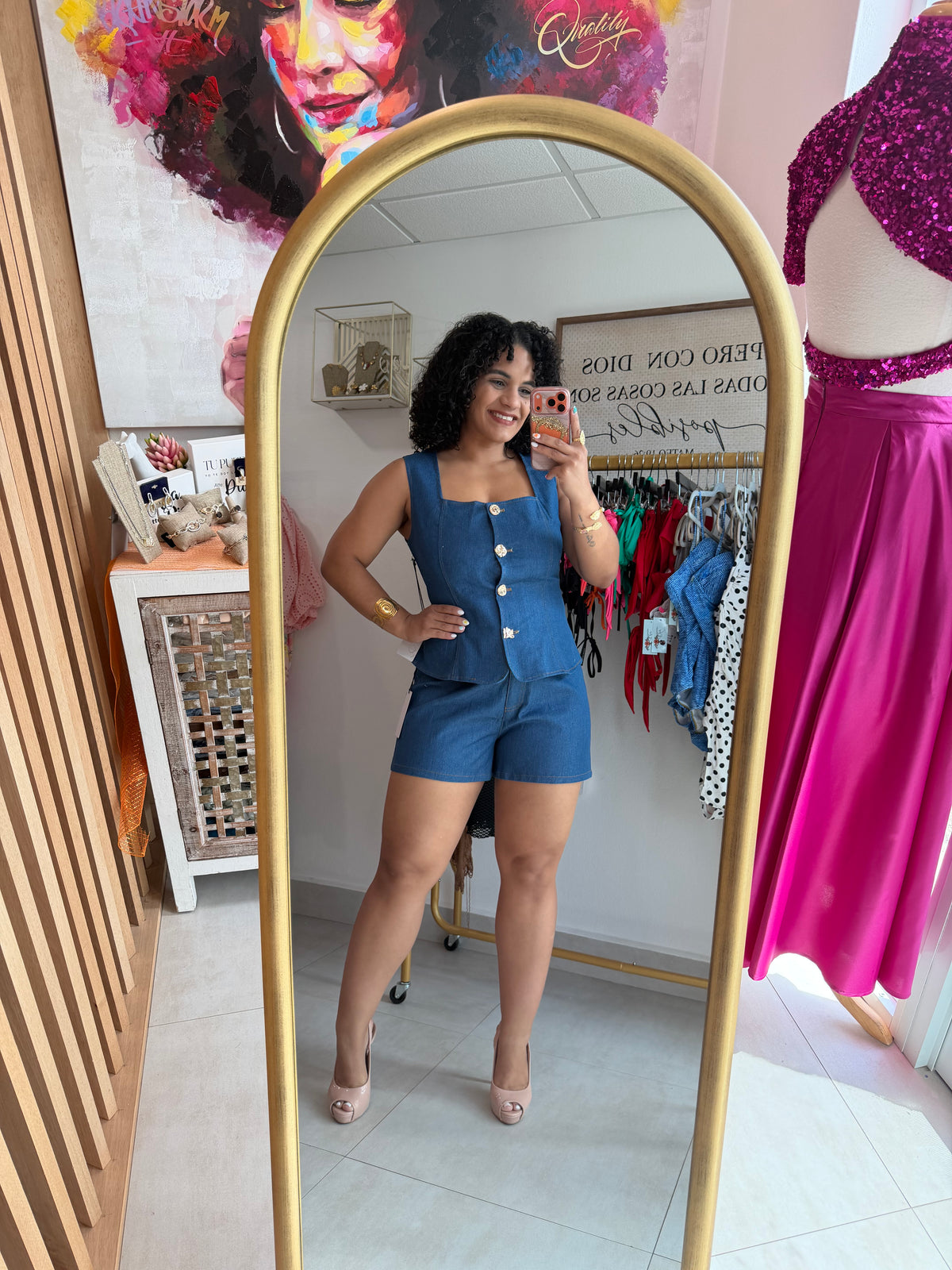 Denim Vest Set