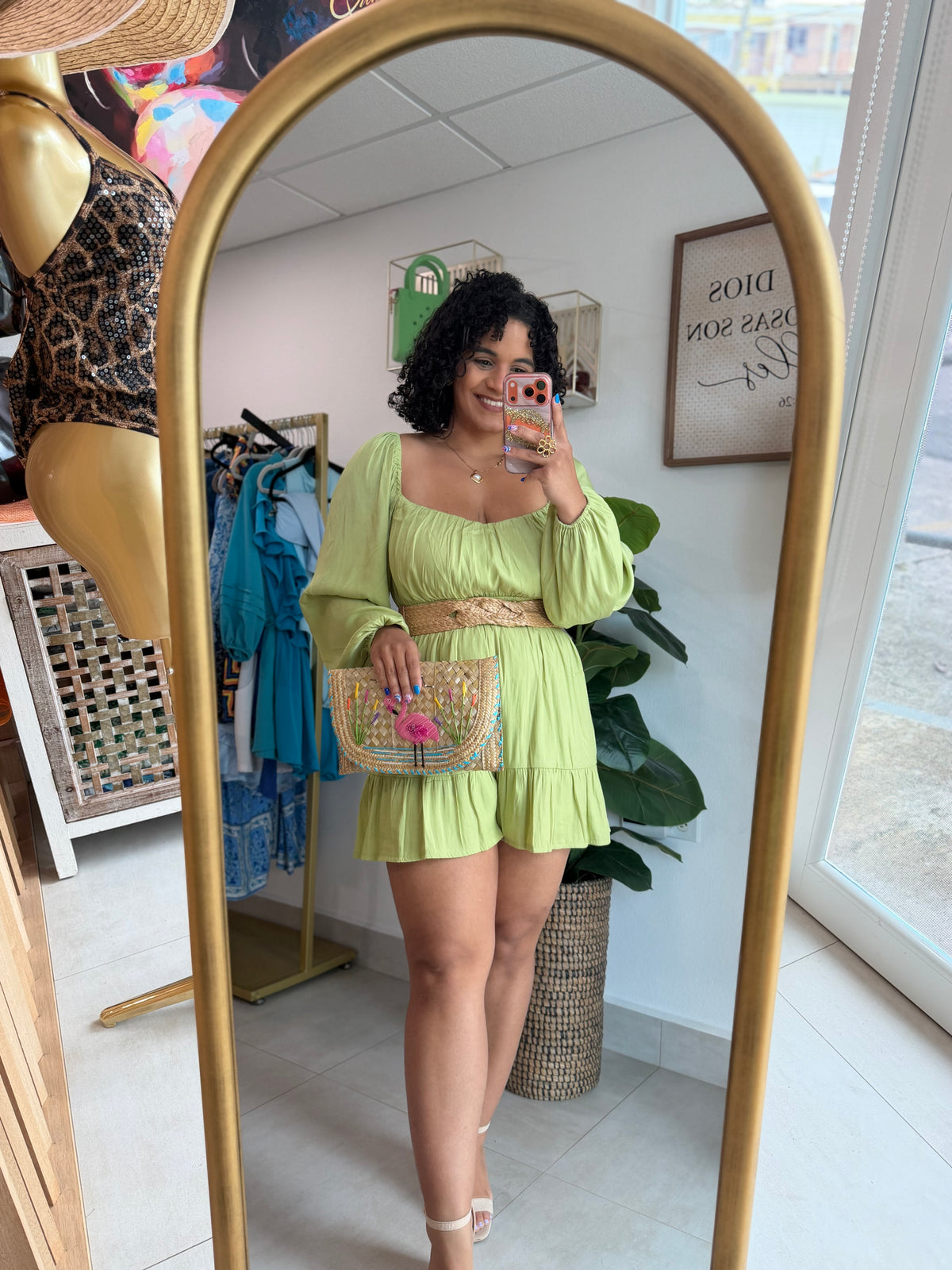 Green Long Sleve Romper