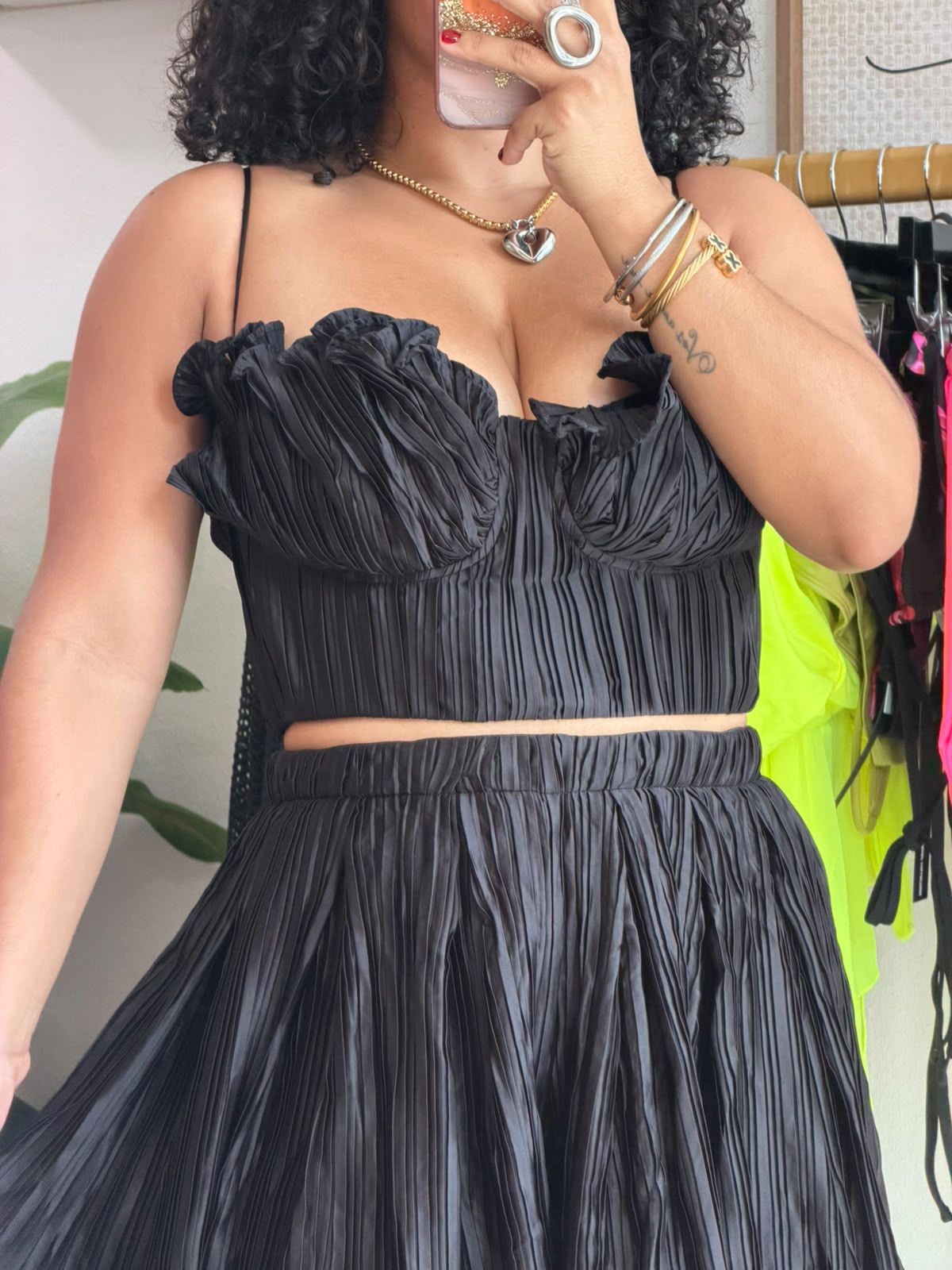 Black rose satin Set