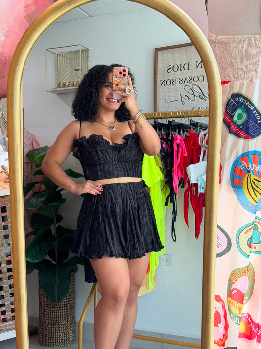 Black rose satin Set
